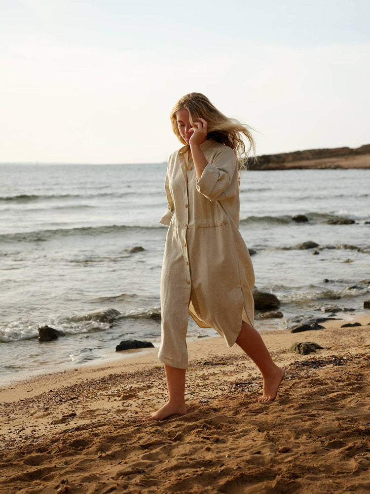 706 TRÉVOL Shirt dress in Organic Canvas Linen CECILIA SÖRENSEN Beige