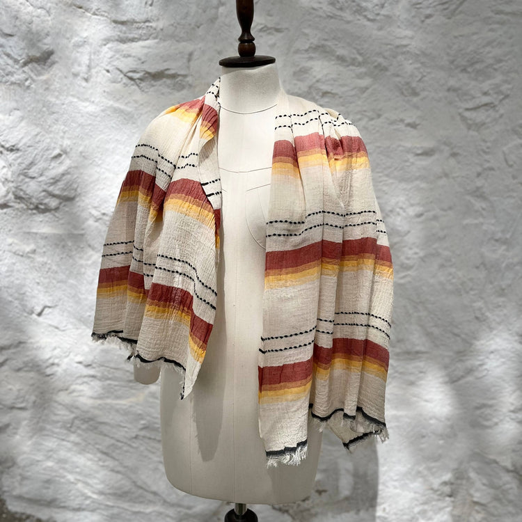 Loomist Linen Scarf Scarf loom.ist natural-red striped