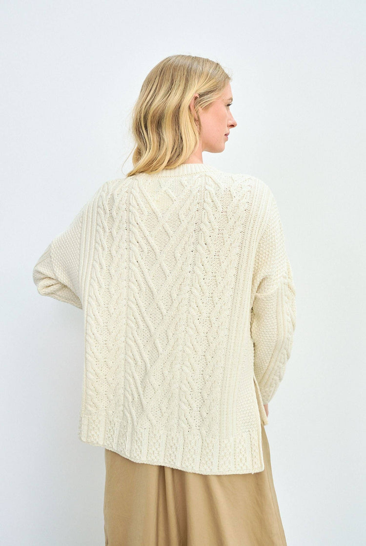 Tully Box Aran Sweater -  Cream Sweaters Aran Woollen Mills