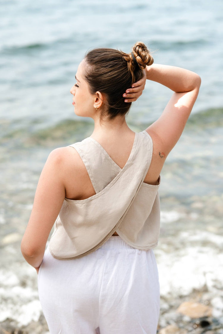 Black Crossed Back Tank Top Tanks Moa