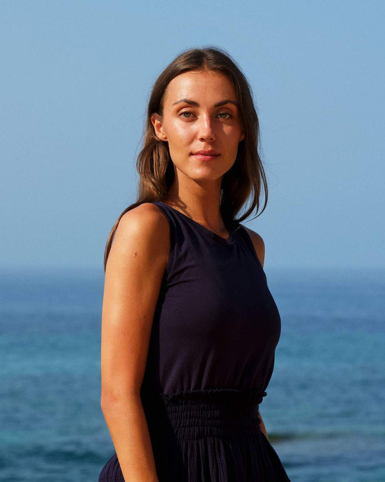 755 TAMARÍ Tank dress in soft organic cotton muslin & jersey CECILIA SÖRENSEN