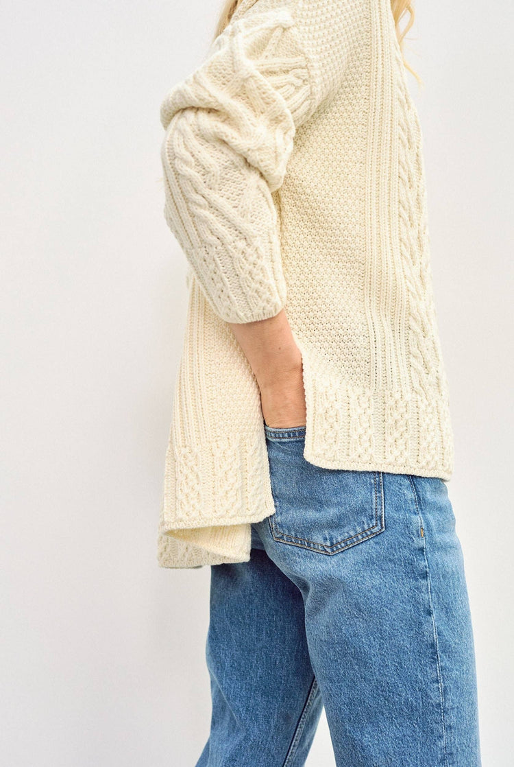 Tully Box Aran Sweater -  Cream Sweaters Aran Woollen Mills