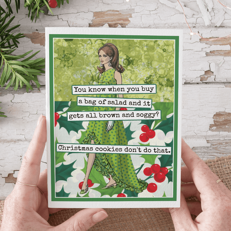 Christmas Card. Salad all Brown and Soggy? Greeting Cards Raven&