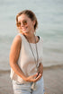 Sleeveless Crinkle Blouse Top Tops Moa Beige