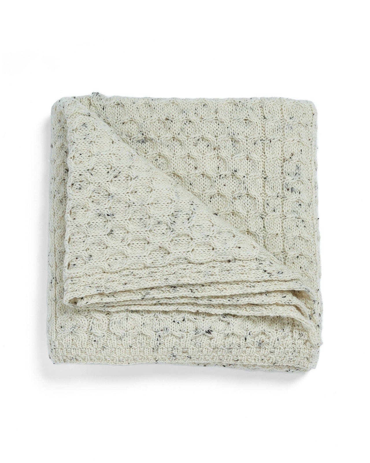 Bertra Aran Classic Wool Blanket -  Flecked Cream Blankets Aran Woollen Mills
