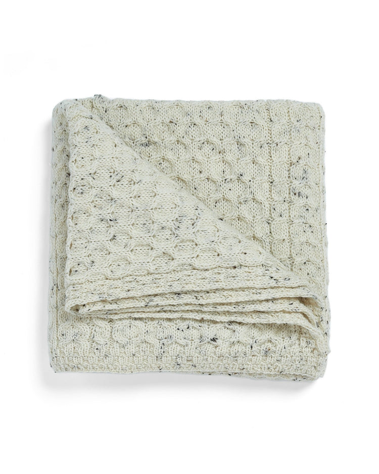 Bertra Aran Classic Wool Blanket - Flecked Cream Blankets Aran Woollen Mills