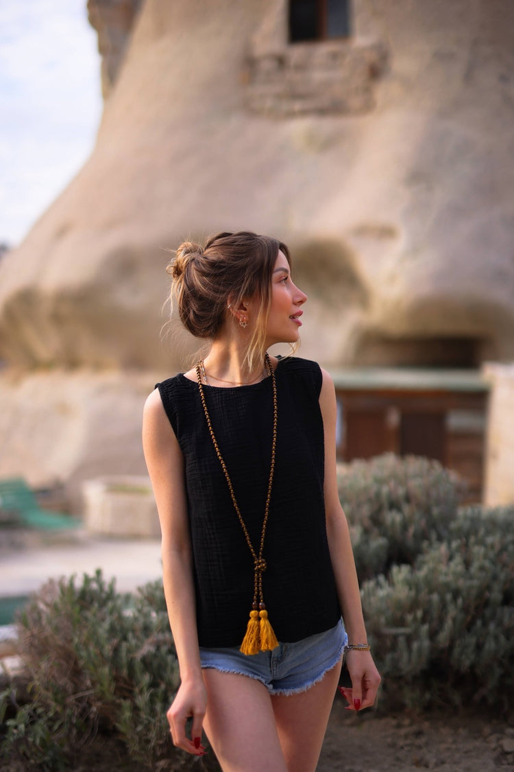 Sleeveless Crinkle Blouse Top Tops Moa