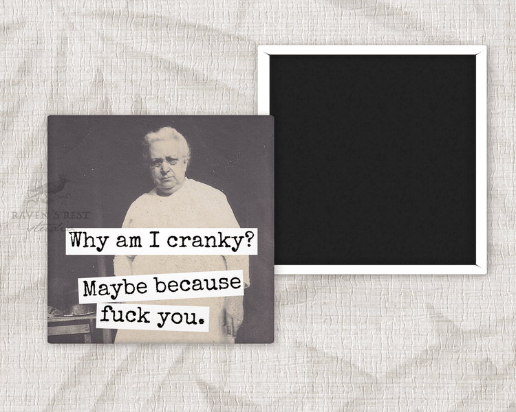 Magnet. Why Am I Cranky? Maybe Because Fuck You. Magnets Raven&