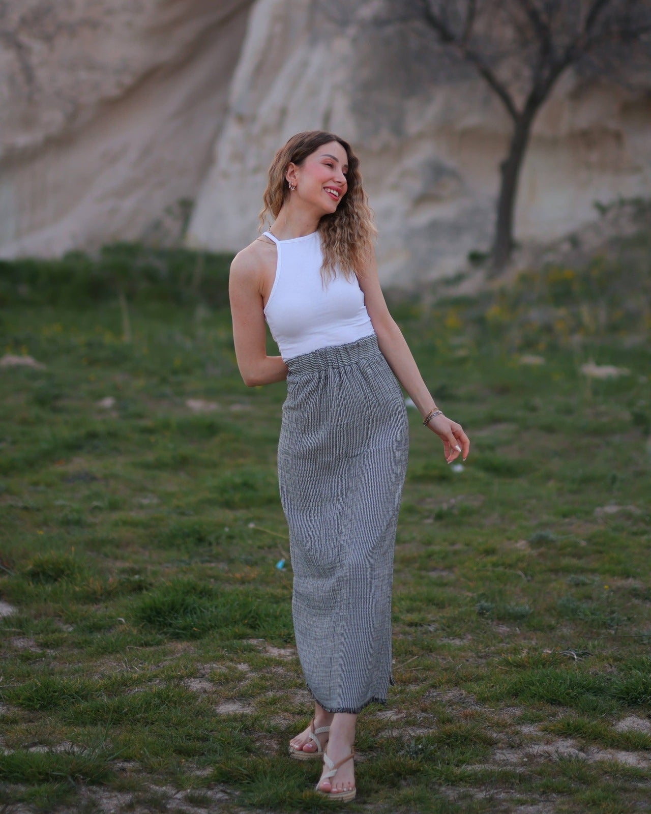 Striped Maxi Skirt Dress Moa