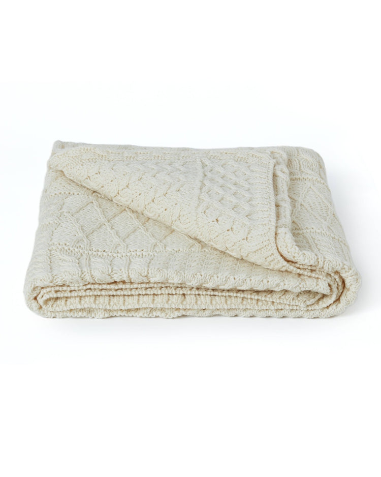 Keel Aran Patchwork Blanket - Cream Blankets Aran Woollen Mills