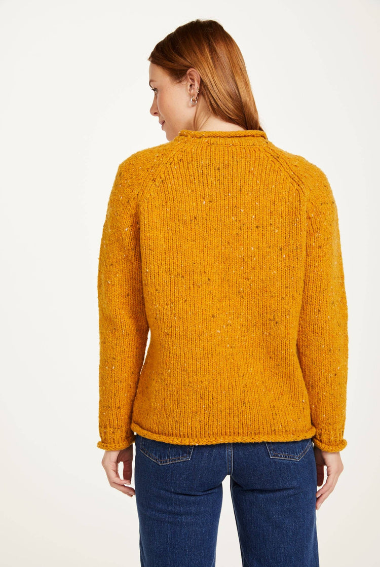 Brackloon Tweed Roll Neck Ladies Sweater - Yellow Sweaters Aran Woollen Mills