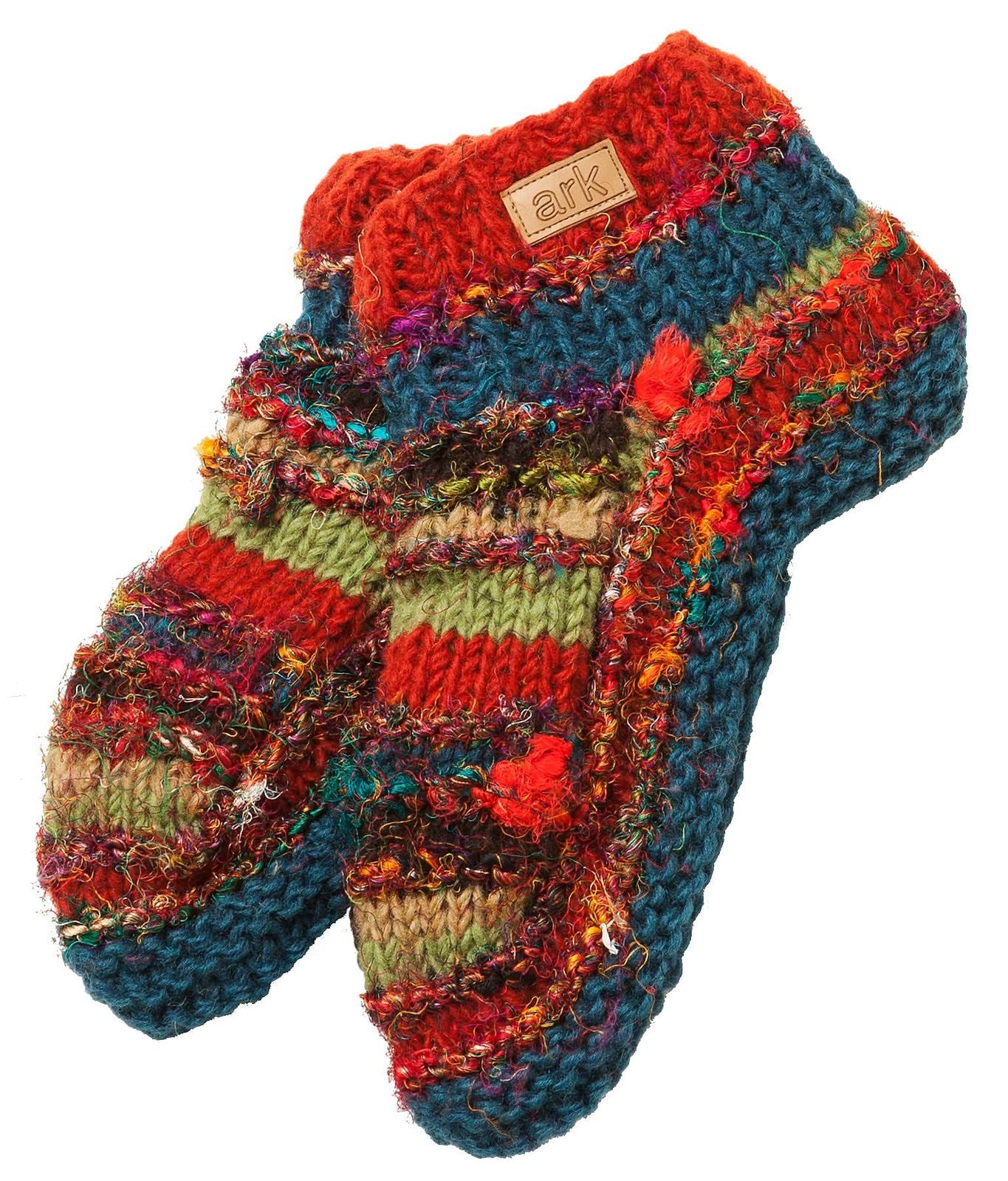 Swool Stripe Booties Slippers Ark Imports Rust/Teal
