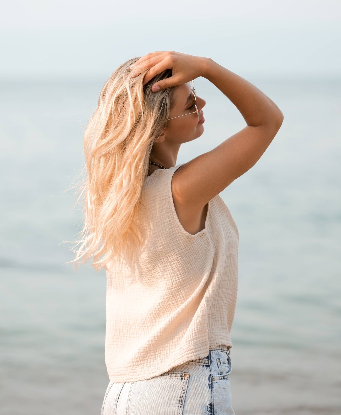 Sleeveless Crinkle Blouse Top Tops Moa