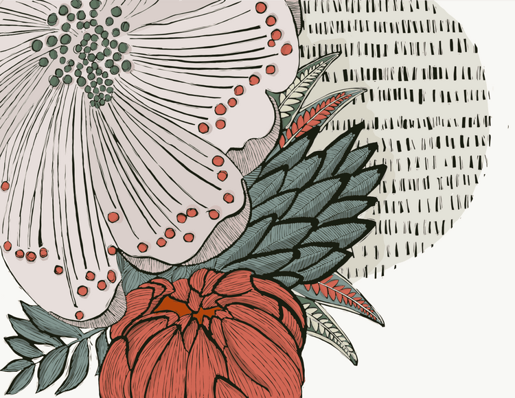 Newfolk & Cabin Art Prints Art Prints Newfolk & Cabin Camillia and Peony Bud Square Print