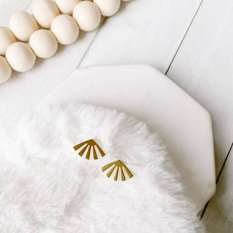 White Birch Mini Gold Sunburst Stud Earring Earrings White Birch Jewelry