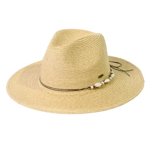 C.C New York Panama Hat with Pearl & Shell Trim Hats C.C New York   