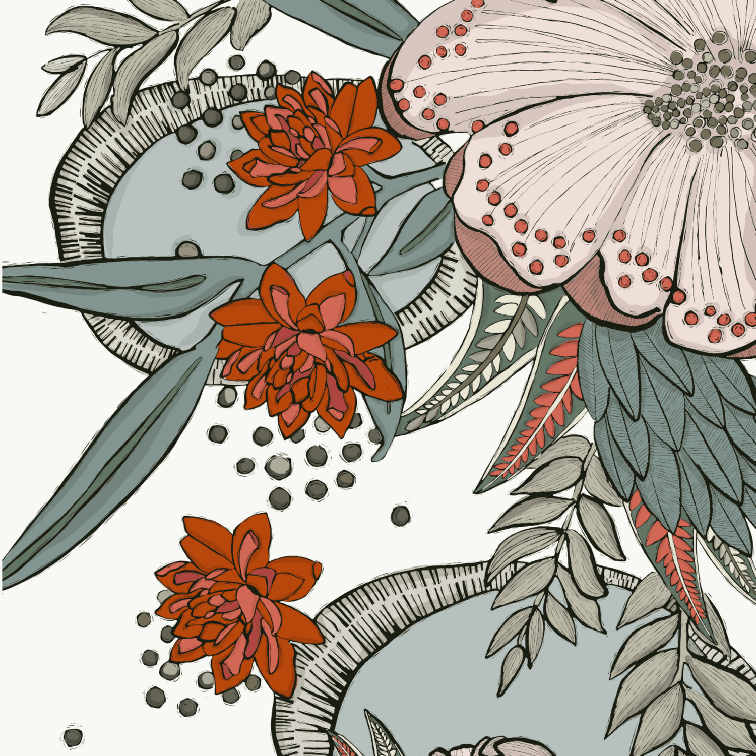 Newfolk & Cabin Art Prints Art Prints Newfolk & Cabin Peonies and Camellia Square Print