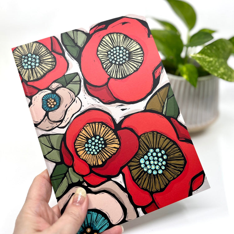 Newfolk & Cabin Notebooks Notebooks Newfolk & Cabin Red Poppy Retro Floral