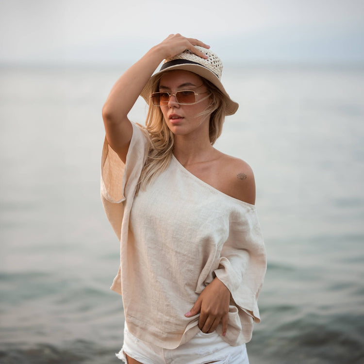 Loomist Pure Linen Boatneck Top Tops Moa Cream
