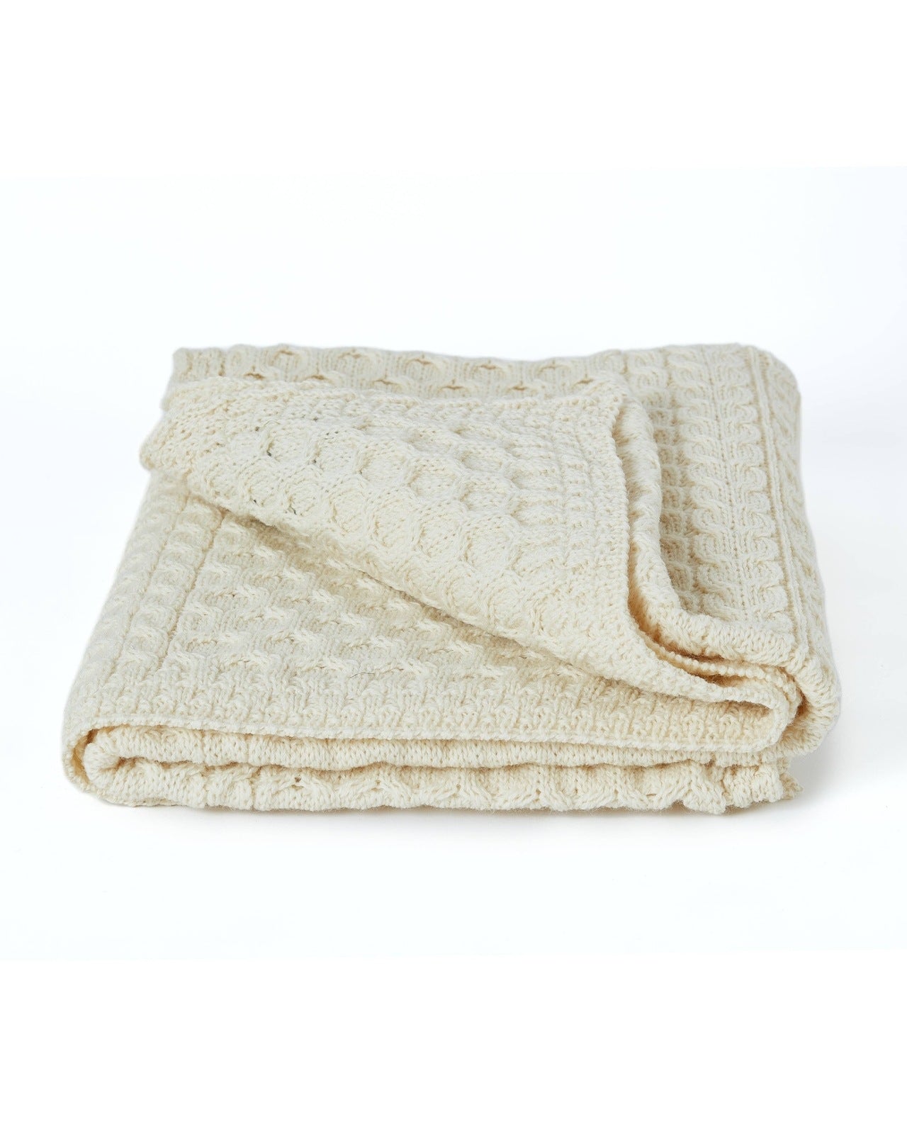 Bertra Aran Classic Wool Blanket - Cream Blankets Aran Woollen Mills