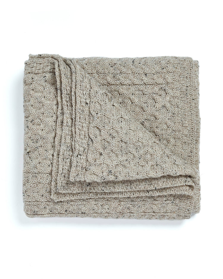 Bertra Aran Classic Wool Blanket - Flecked Oat Blankets Aran Woollen Mills