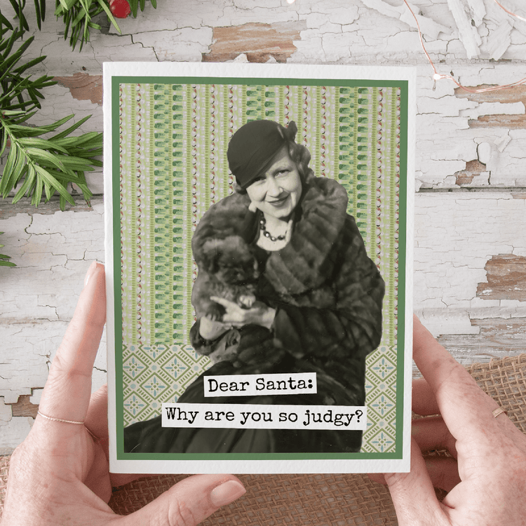 Christmas Card. Dear Santa, Why Are You So Judgy? Greeting Cards Raven&