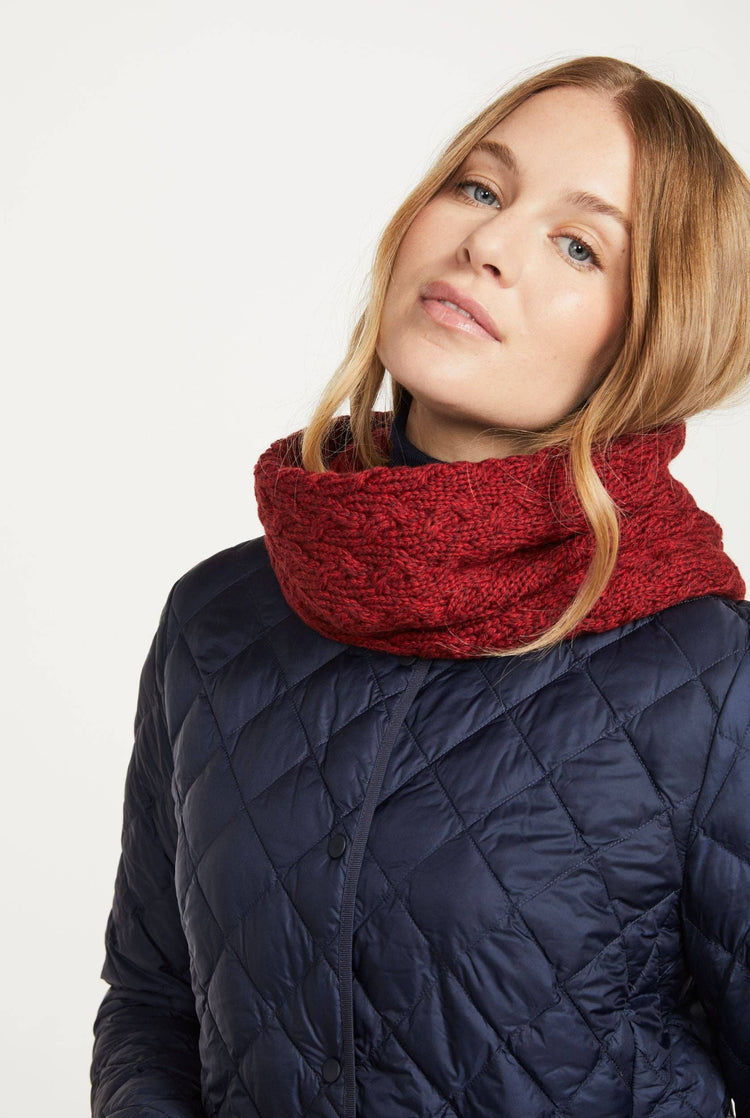 Newport Aran Cable Snood - Rua Red Scarves Aran Woollen Mills