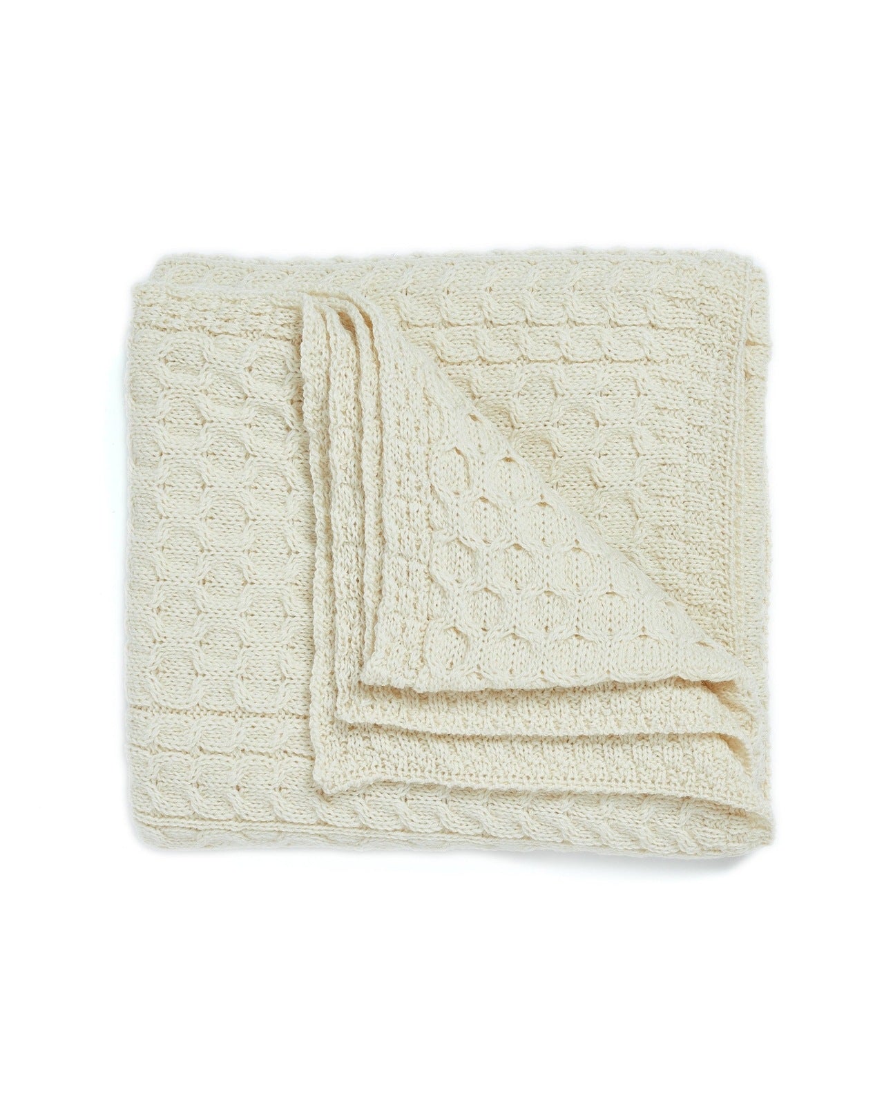 Bertra Aran Classic Wool Blanket - Cream Blankets Aran Woollen Mills