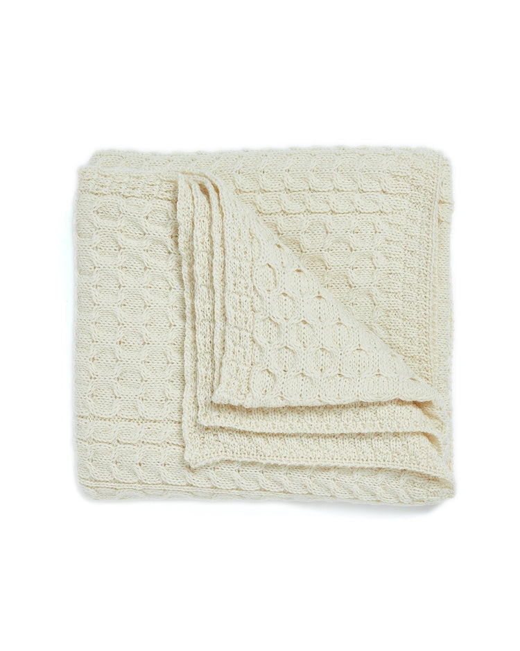 Bertra Aran Classic Wool Blanket - Cream Blankets Aran Woollen Mills