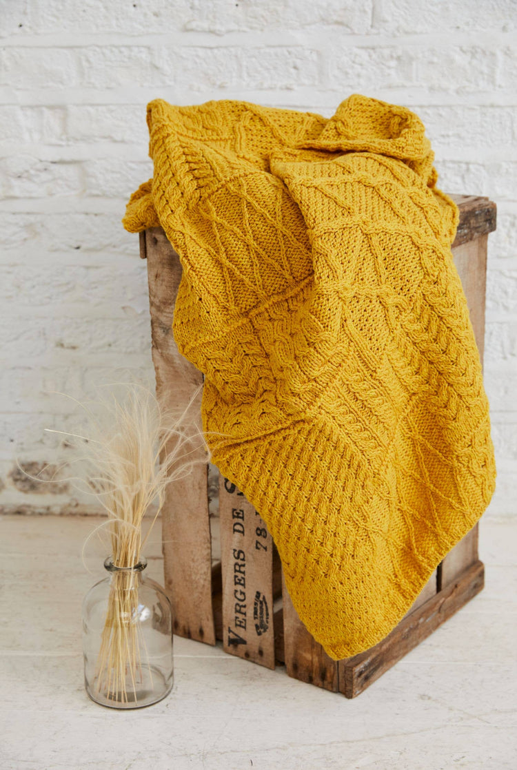 Keel Aran Patchwork Blanket - Sunflower Blankets Aran Woollen Mills