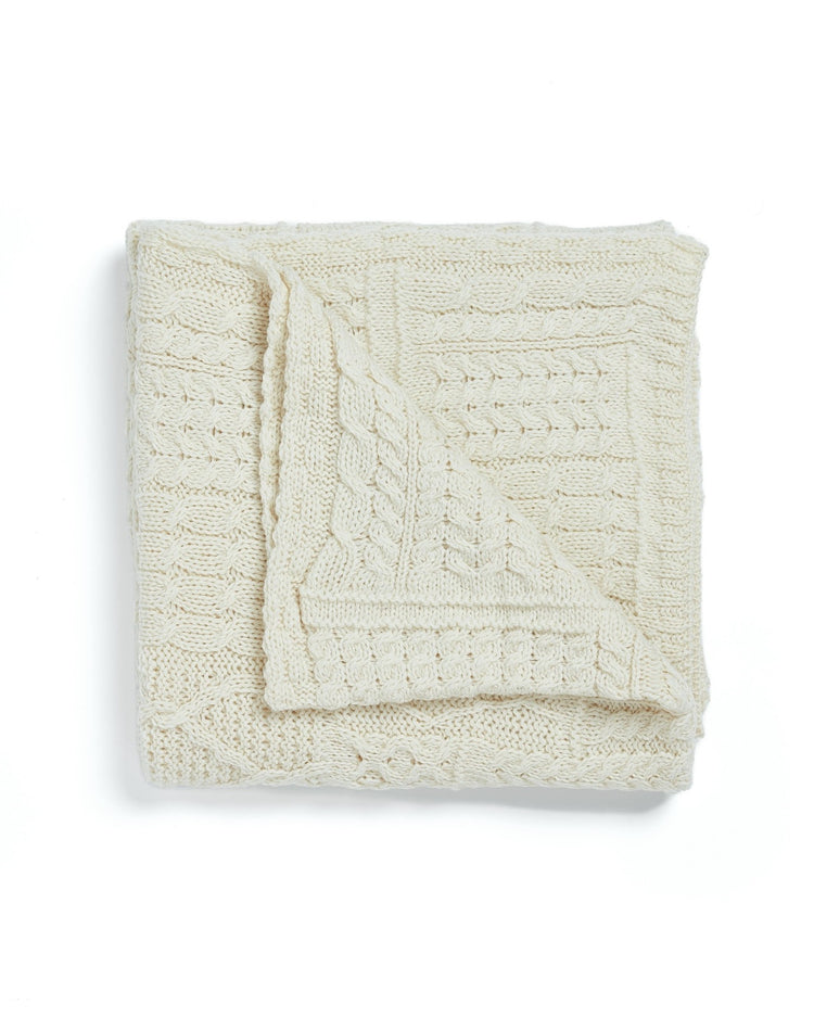 Keel Aran Patchwork Blanket - Cream Blankets Aran Woollen Mills