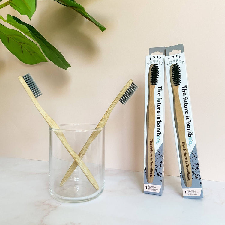 Adult Soft Bamboo Toothbrushes - Charcoal TANIT