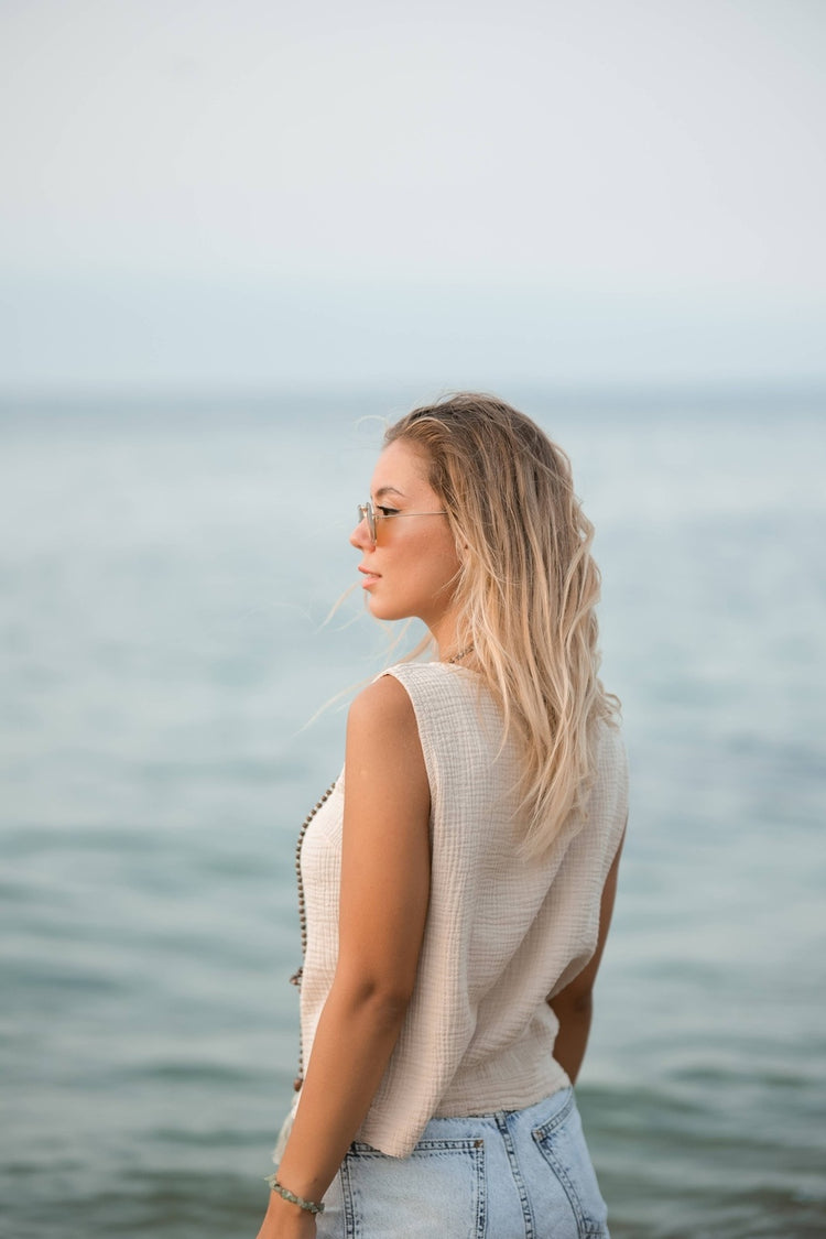 Sleeveless Crinkle Blouse Top Tops Moa