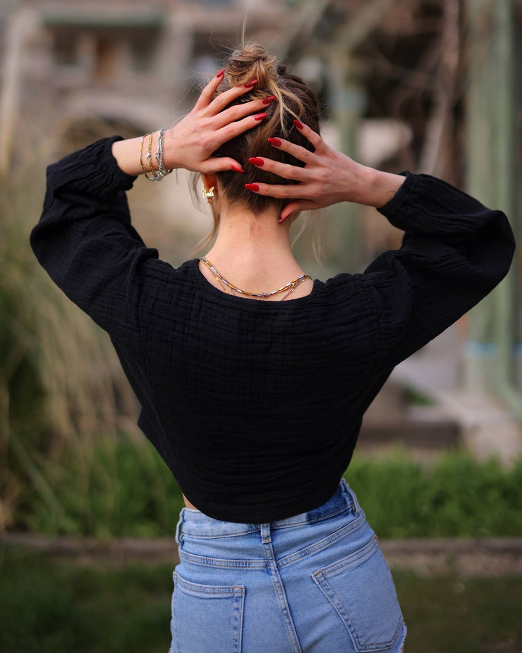 Loomist Crinkle Cotton Wrap Top Tops Moa