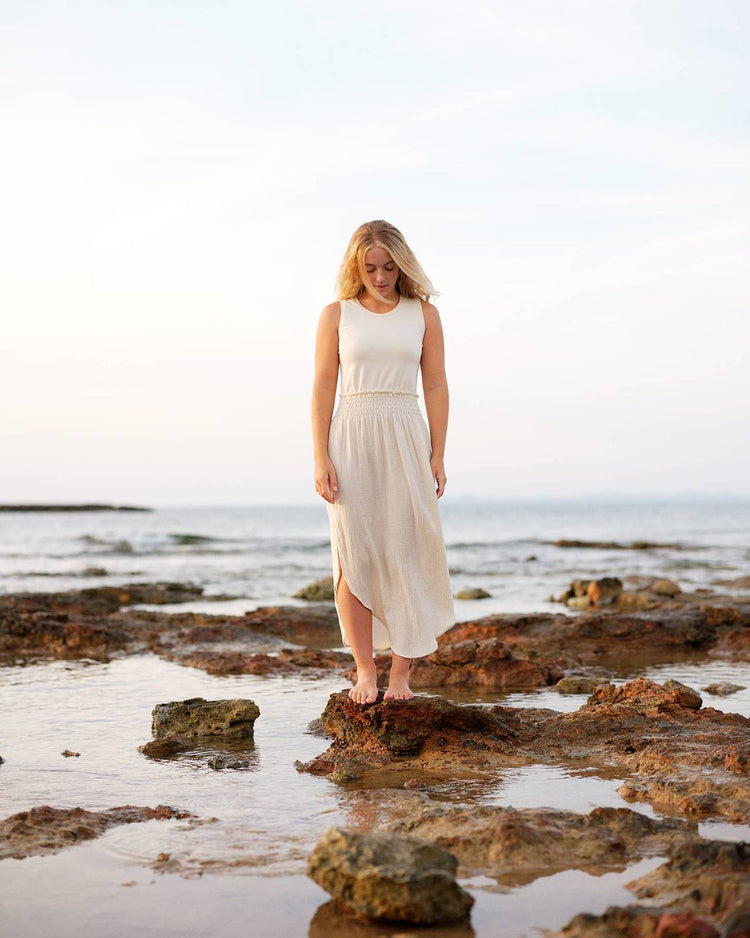 755 TAMARÍ Tank dress in soft organic cotton muslin & jersey CECILIA SÖRENSEN