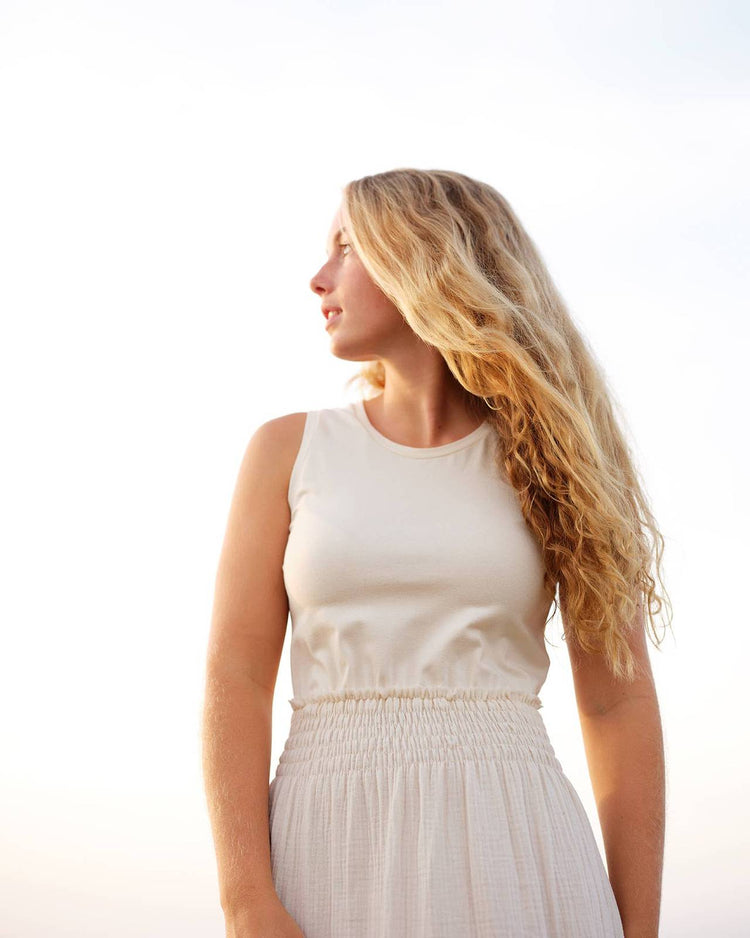 755 TAMARÍ Tank dress in soft organic cotton muslin & jersey CECILIA SÖRENSEN