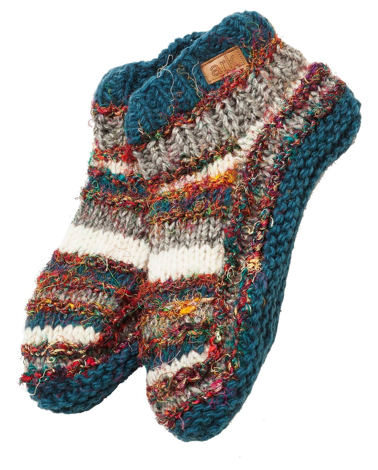 Swool Stripe Booties Slippers Ark Imports Teal/White