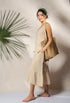 Loomist Double Gauze Black Strap Midi Dress Dresses Moa Beige