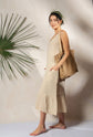 Double Gauze Black Strap Midi Dress Dresses Moa Beige
