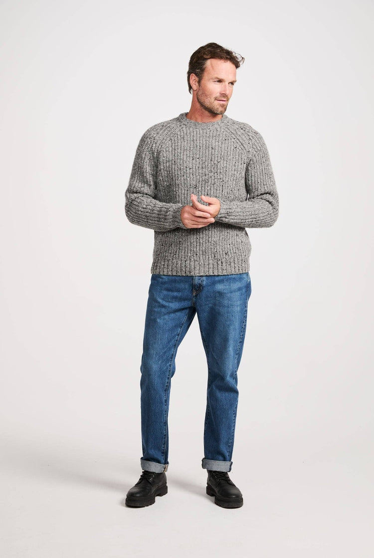 Killykeen Mens Fisherman Ribbed Crew - Grey Men&