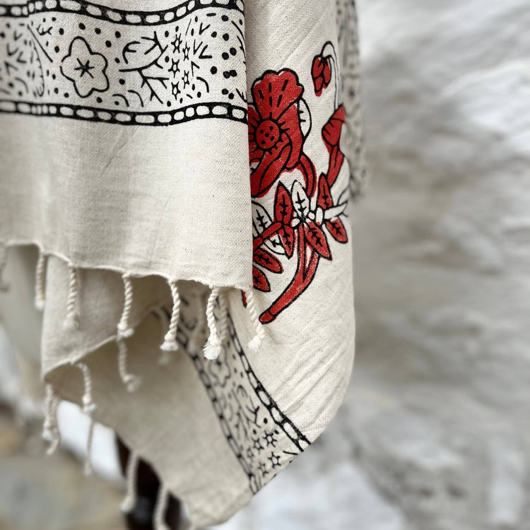 Loomist Wood Block Printed Linen Wrap Scarf loom.ist