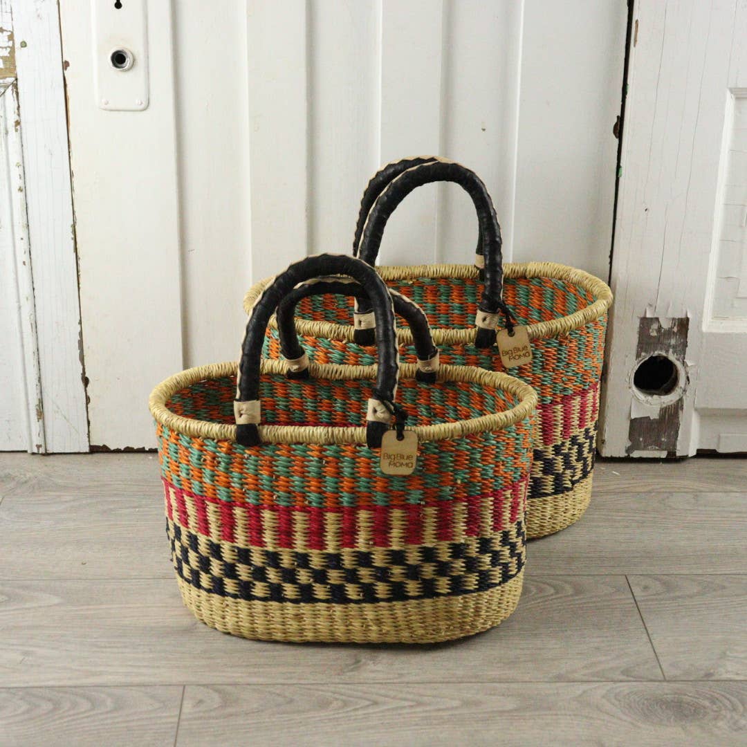 Oval Basket with Two Handles Medium - Traditional Palette Baskets Big Blue Moma   