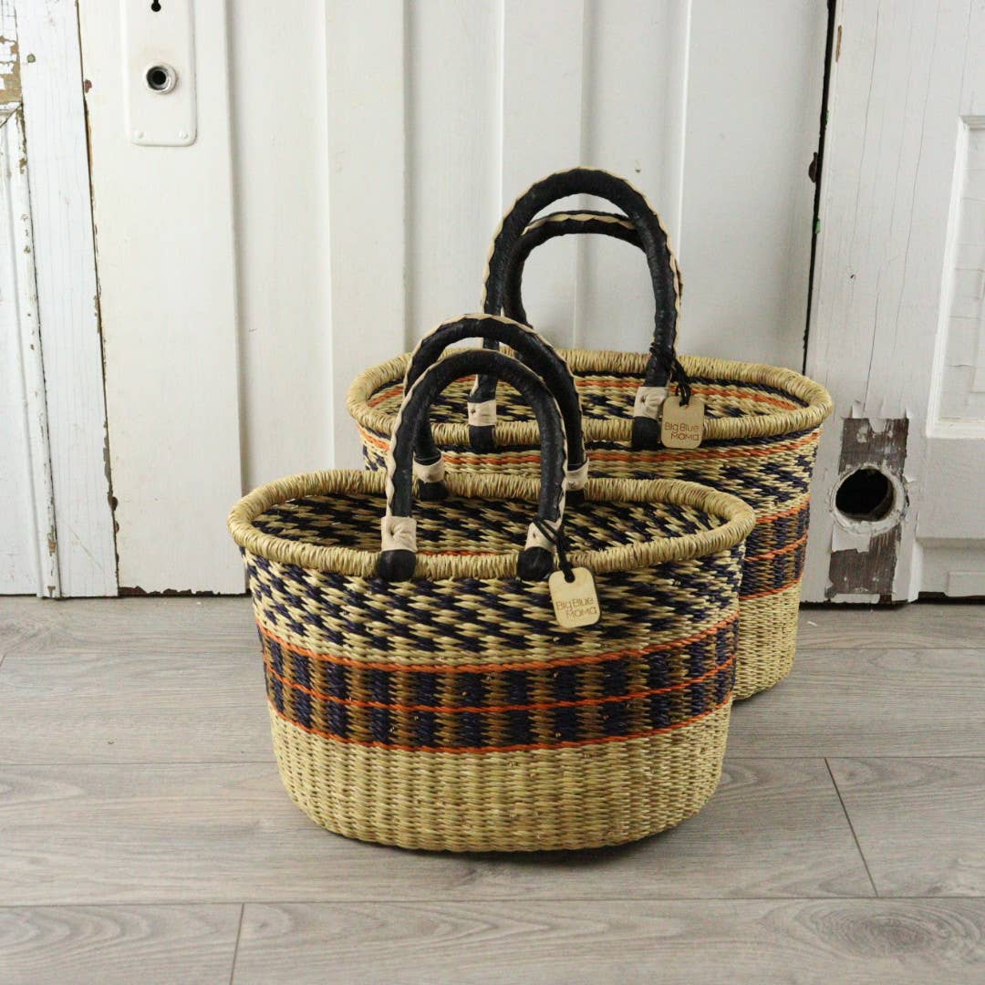 Oval Basket with Two Handles Medium - Traditional Palette Baskets Big Blue Moma   