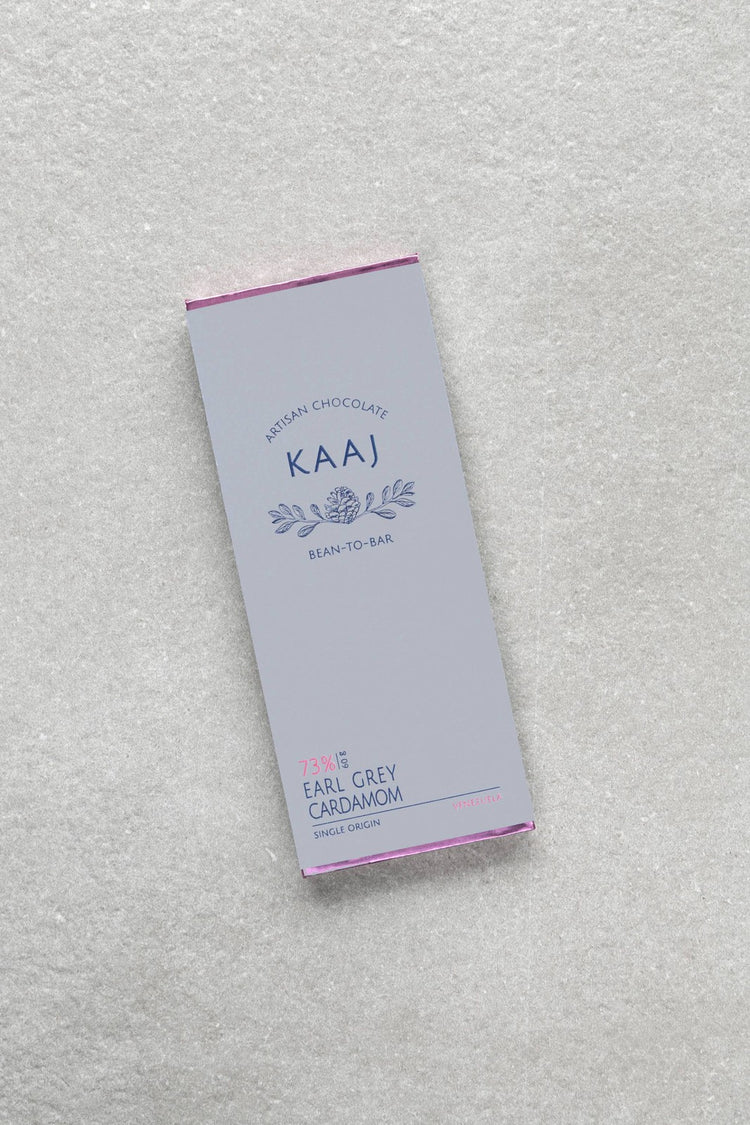Earl Grey Tea & Cardamom 73% Dark Chocolate Kaaj Artisan Chocolate