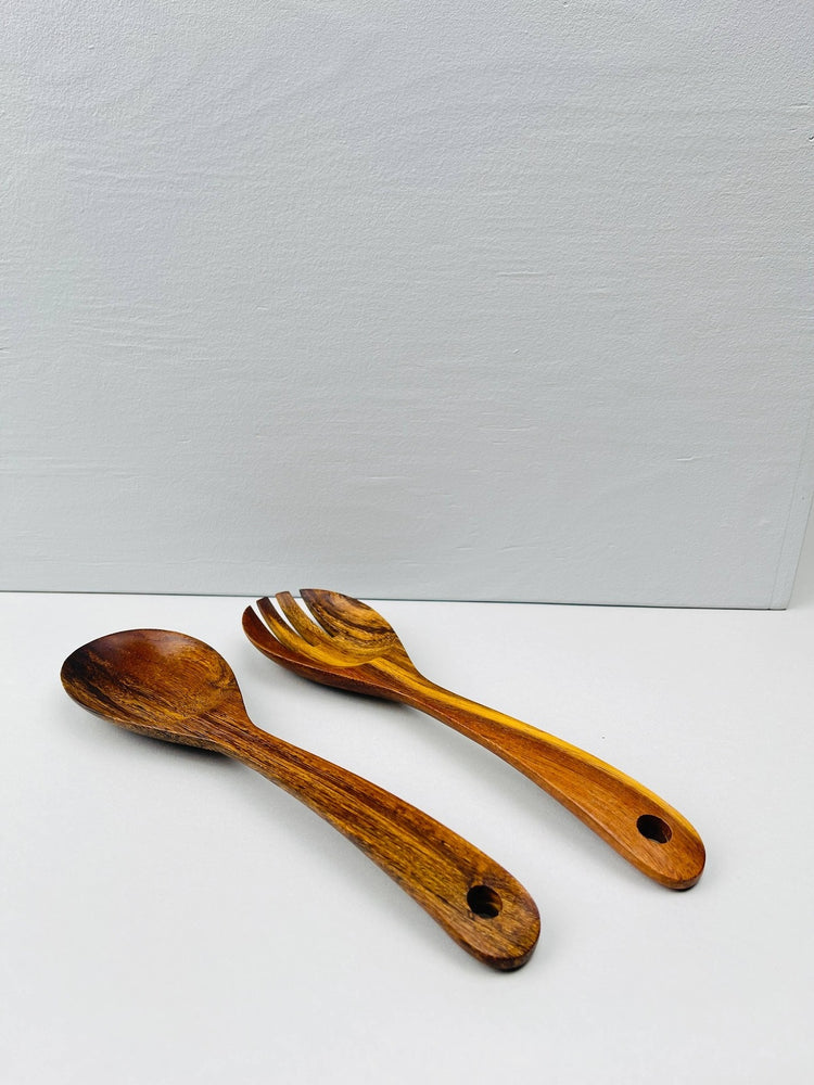 Wood Salad Server Set 26cm x 26cm / Wooden Salad Set Salad Spoons Baroy   