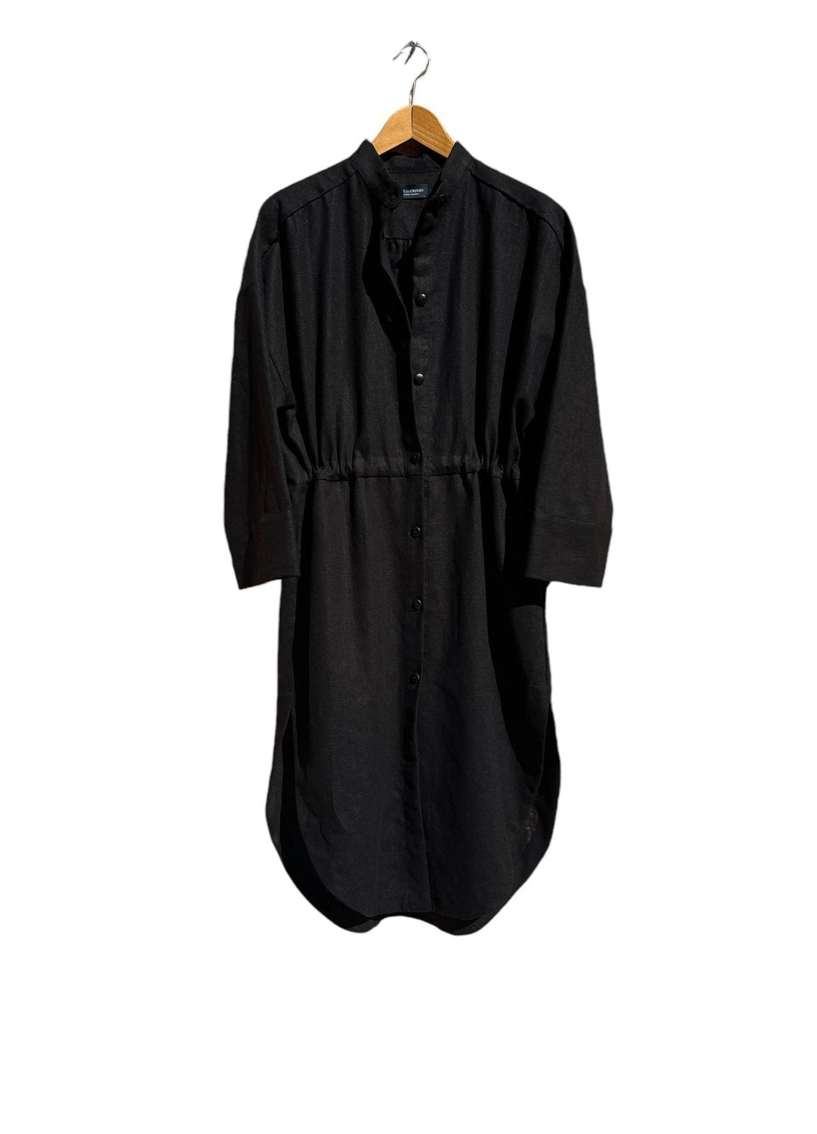 706 TRÉVOL Shirt dress/ Kaftan in Blue Organic Canvas Linen CECILIA SÖRENSEN Black