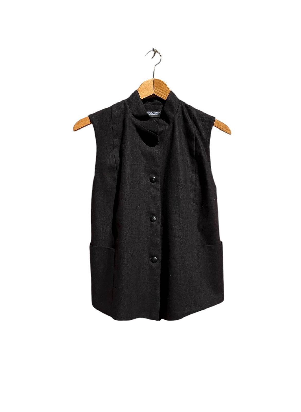 CECILIA SÖRENSEN vest in Organic Canvas Linen Vest CECILIA SÖRENSEN M/L Black