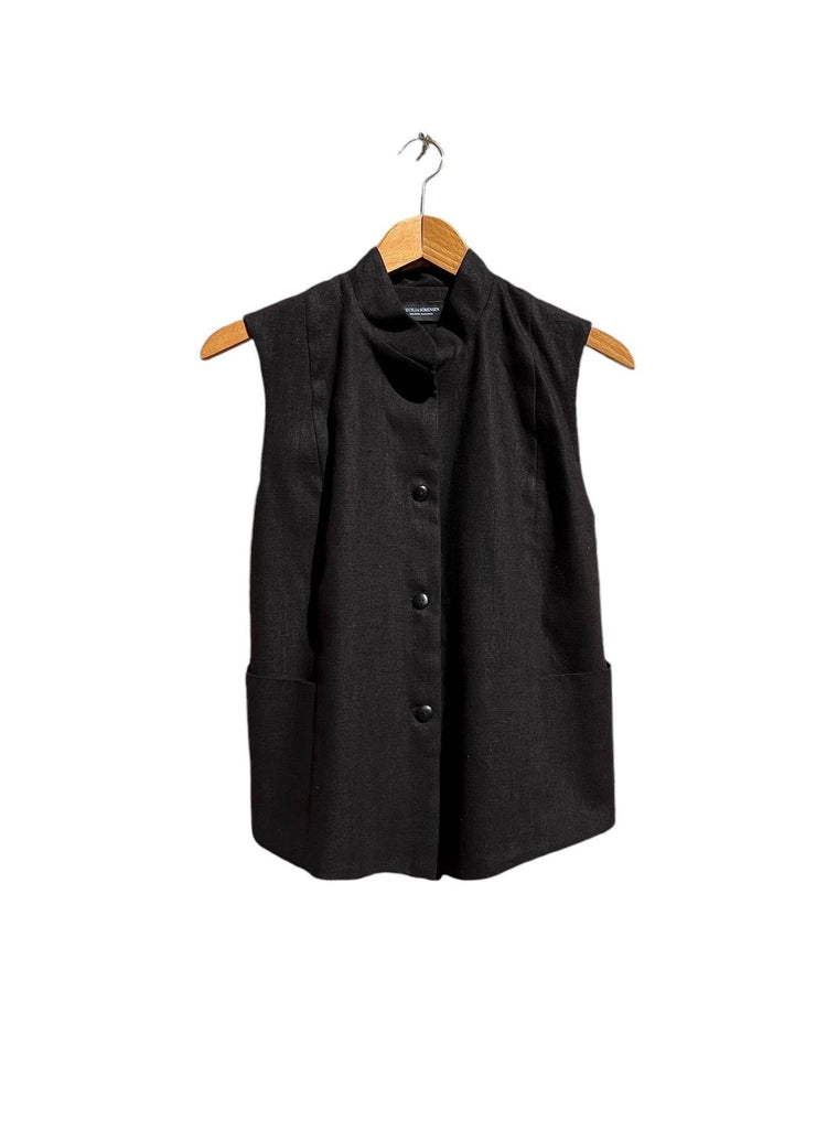CECILIA SÖRENSEN vest in Organic Canvas Linen Vest CECILIA SÖRENSEN M/L Black