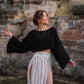 Black Off Shoulder Crop Top Blouse Moa