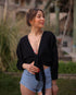 Loomist Crinkle Cotton Wrap Top Tops Moa Black